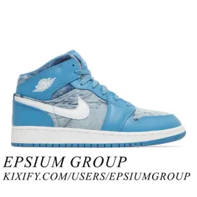 Nike Air Jordan 1 Mid GS (Washed Denim/ Dutch Blue/ Whit...