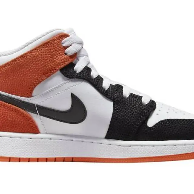 Nike Air Jordan 1 Mid GS White Black Orange Brand New. W...