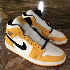 Nike Air Jordan 1 Mid SE Lakers University Gold Purple M...