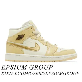 Nike Women's Air Jordan 1 Mid (Pale Vanilla Gold/ Pale V...