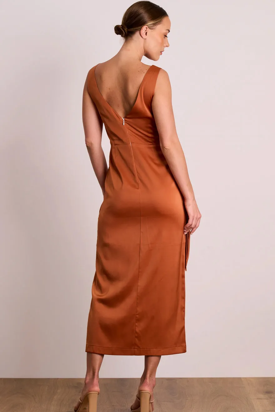 ----Pasduchas   ----Dreamland Wrap Midi Dress - Caramel ---