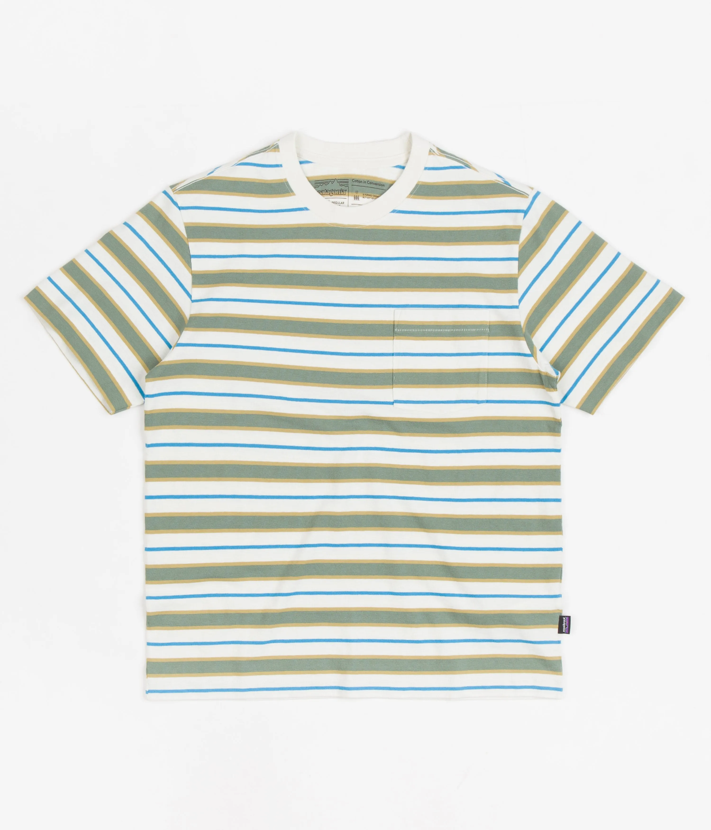 Patagonia Cotton In Conversion Pocket T-Shirt - Skater Stripe: Hemlock Green