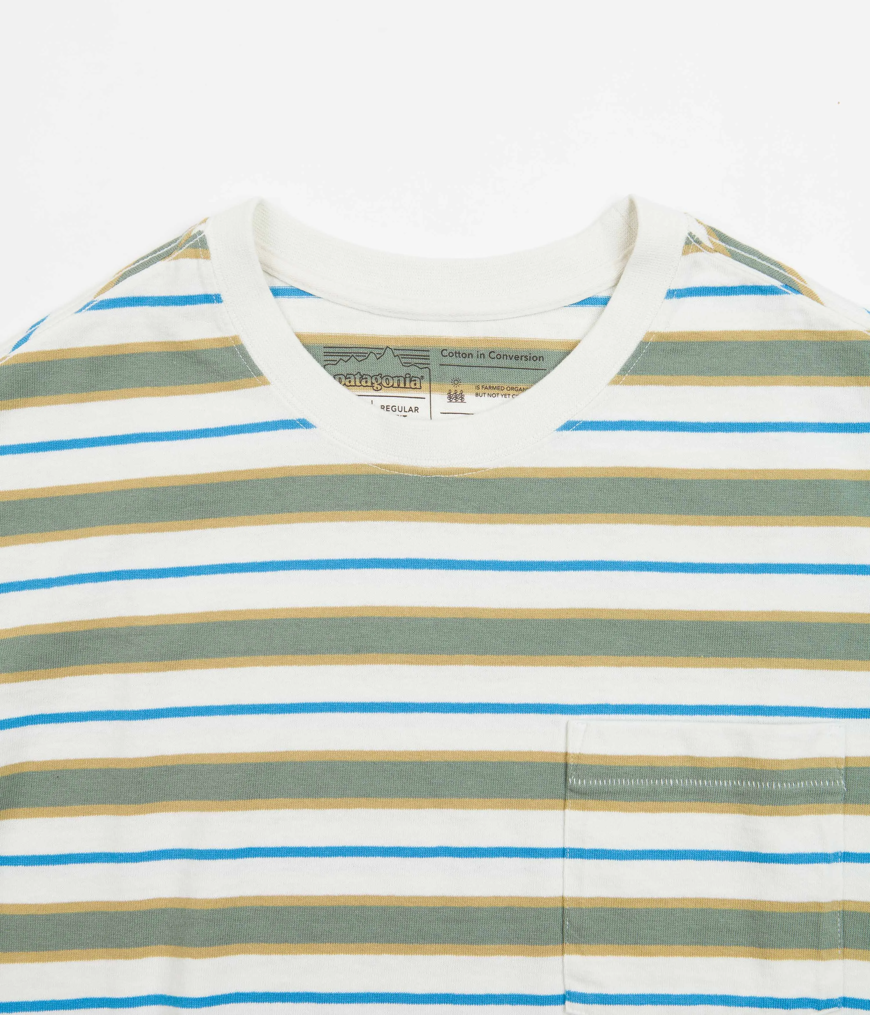 Patagonia Cotton In Conversion Pocket T-Shirt - Skater Stripe: Hemlock Green