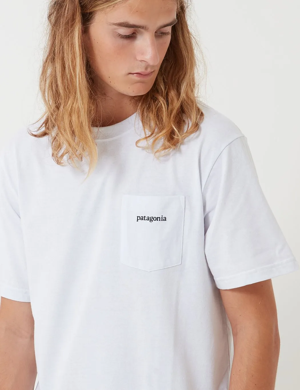 Patagonia Line Ridge Logo Pocket Responsibili-Tee T-Shirt - White