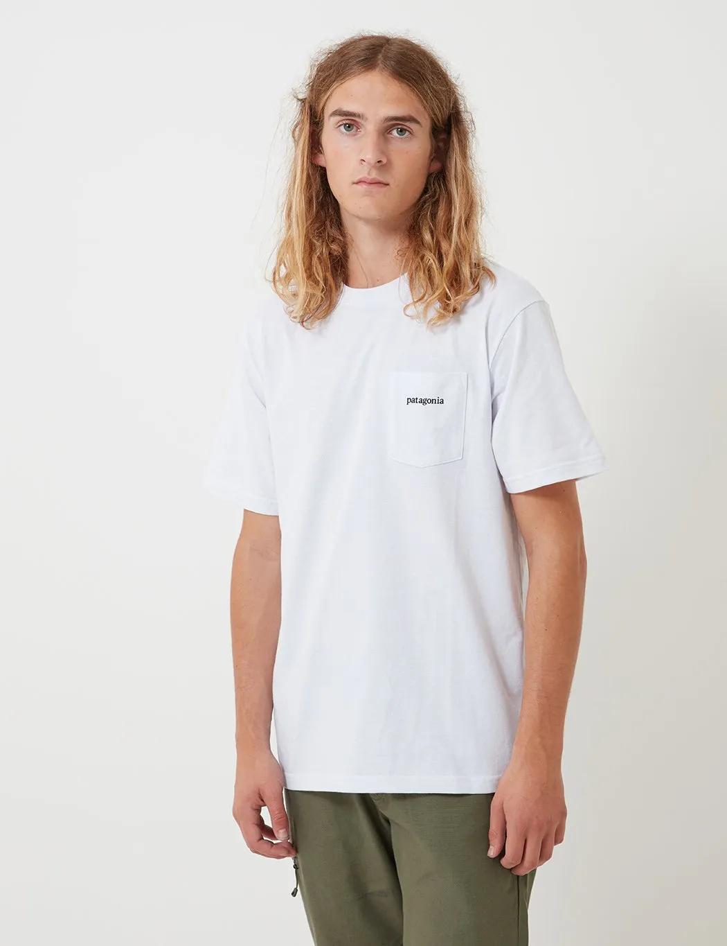 Patagonia Line Ridge Logo Pocket Responsibili-Tee T-Shirt - White