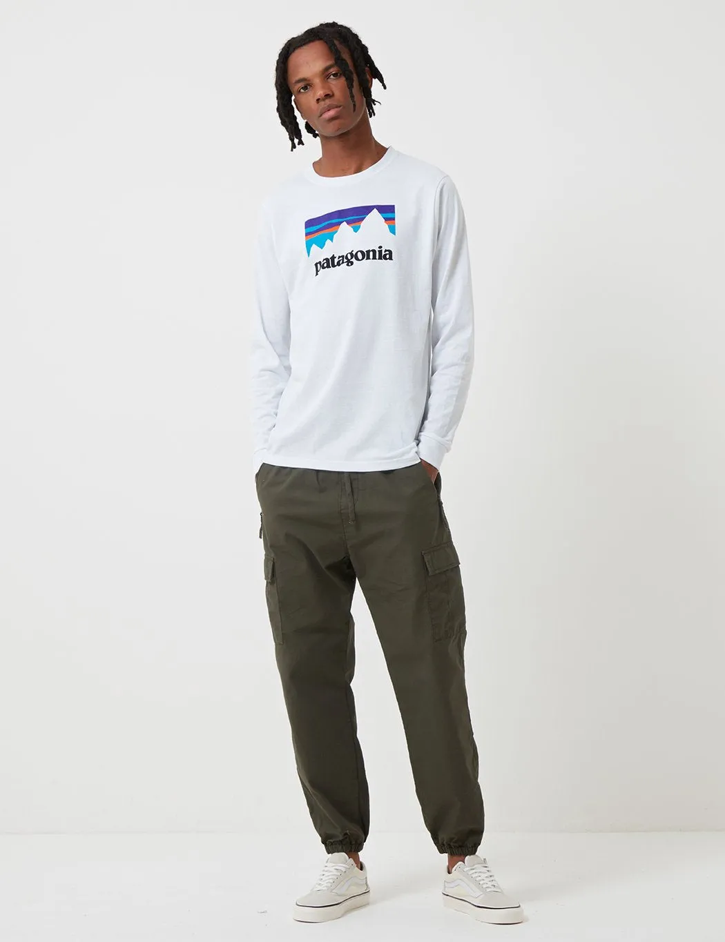 Patagonia Long Sleeve Shop Sticker Responsibili-Tee T Shirt - White