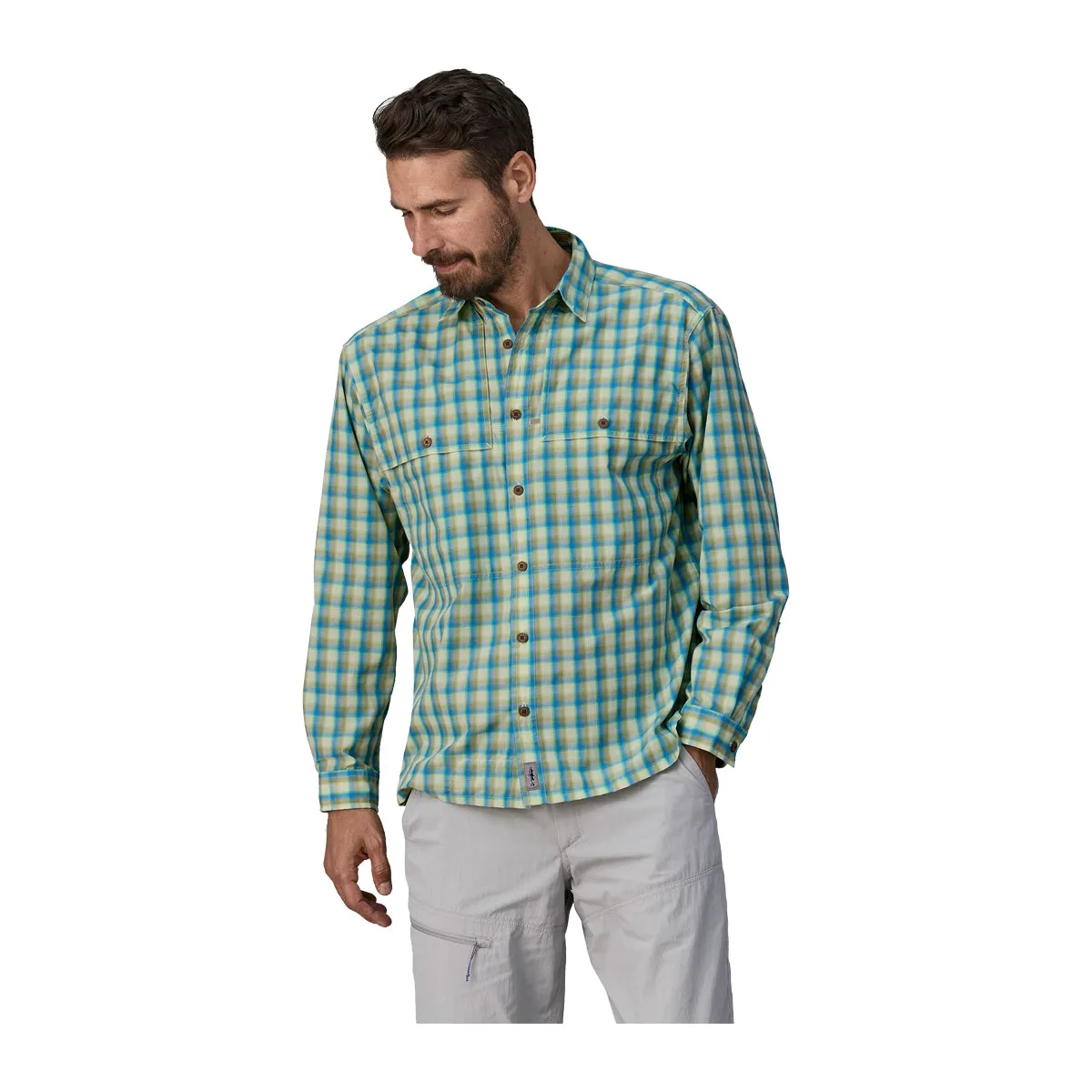 Patagonia L/S Island Hopper Shirt Mirrored: Vessel Blue