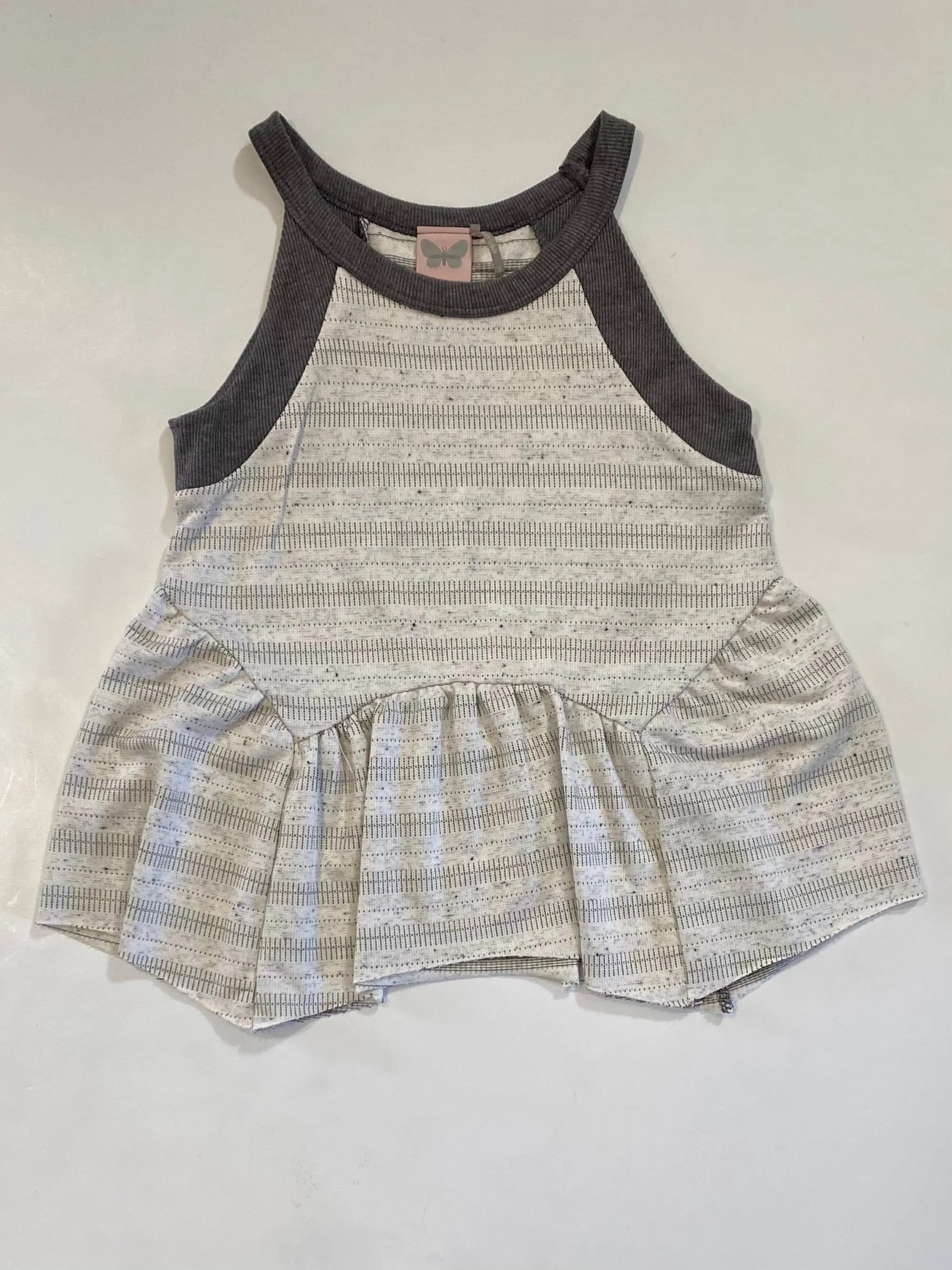 Peplum Grey Stripe Tank