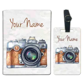 Personalised Passport Cover Travel Suitcase Tag - Camera