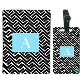 Personalized Passport Cover With Name Suitcase Tag - Black Pattern