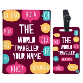 Personalized Passport Cover With Name Suitcase Tag - Hello