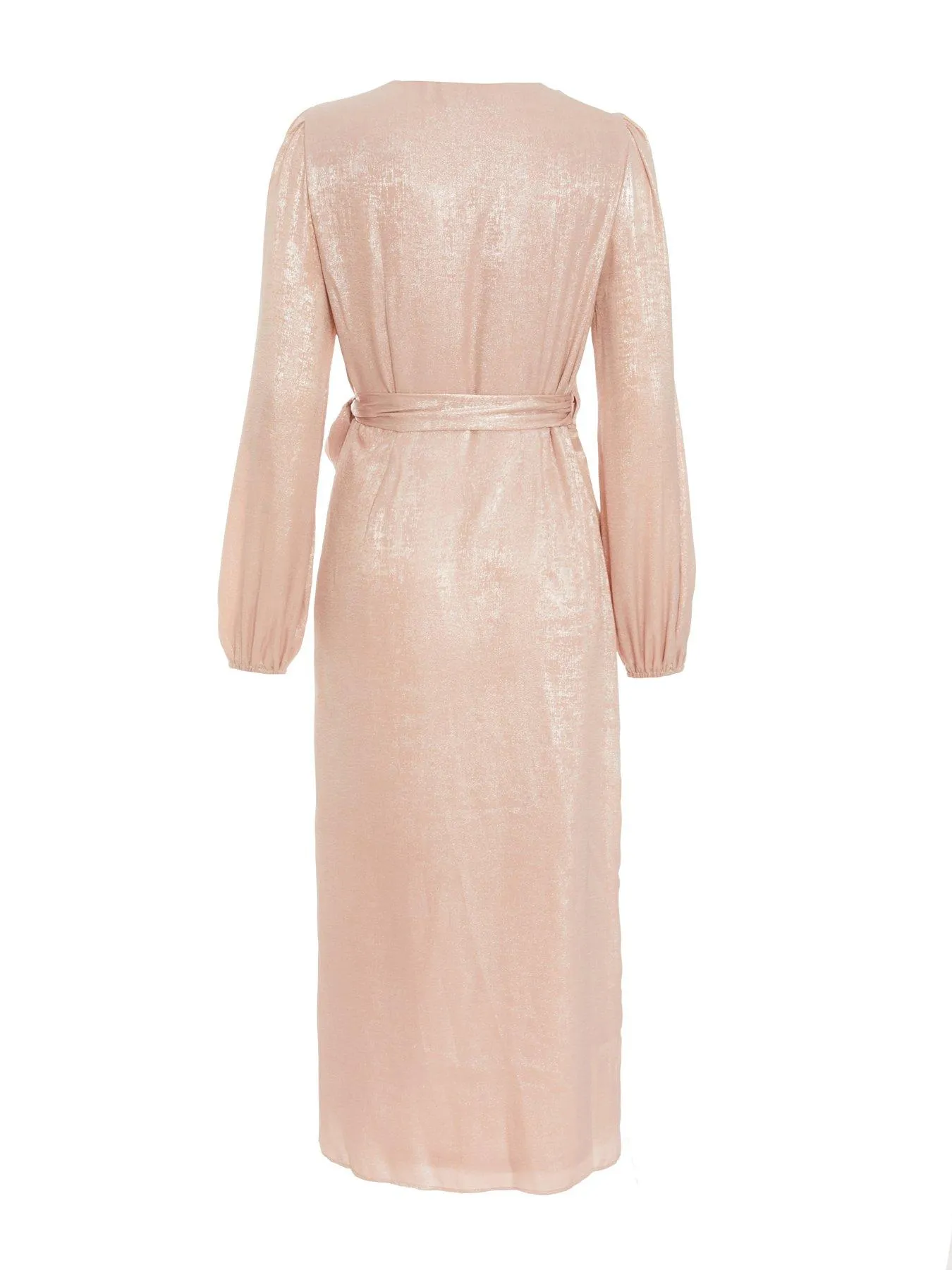 Quiz Pink Foil Wrap Midi Dress