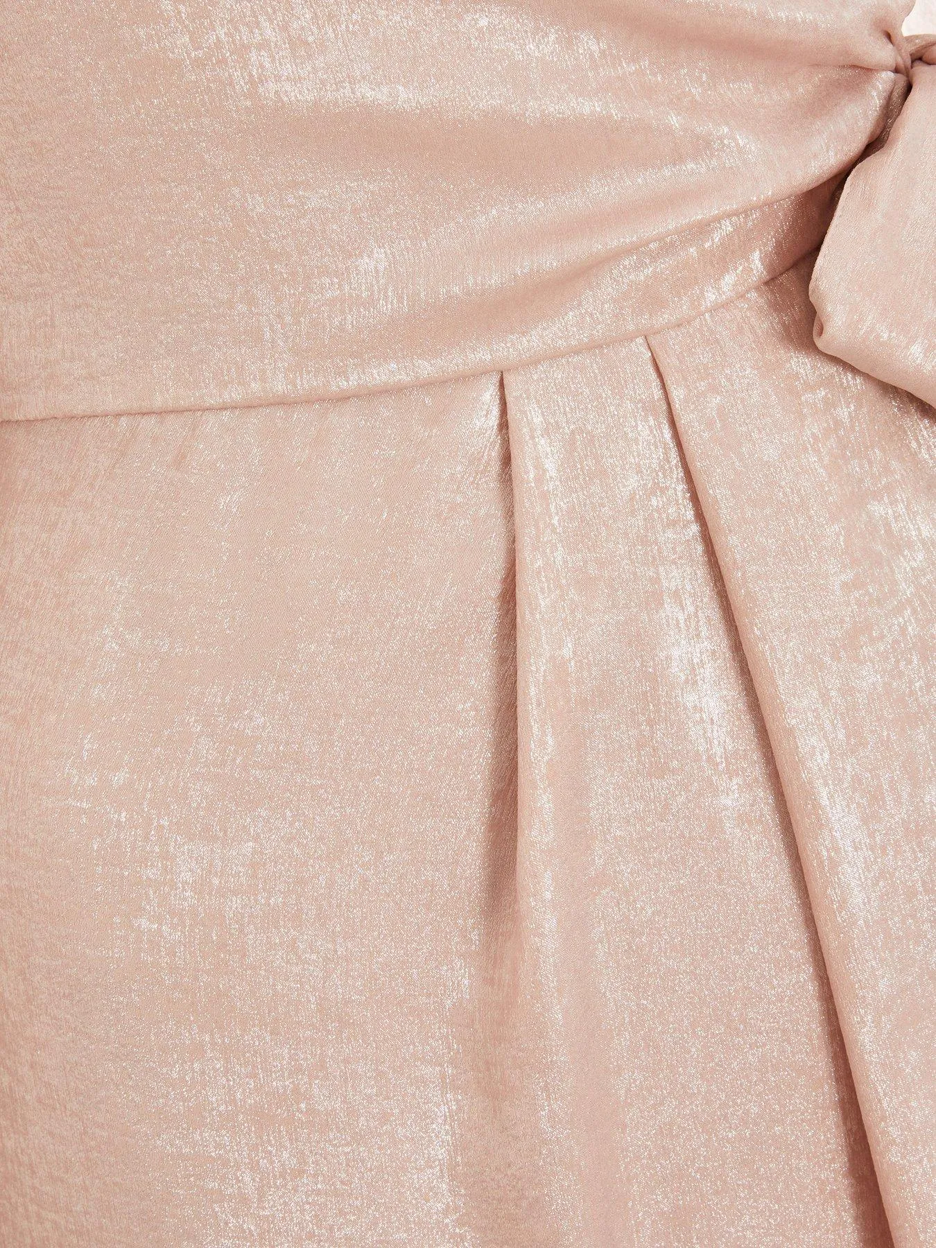 Quiz Pink Foil Wrap Midi Dress