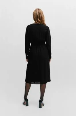 Regular-fit dress with wrap front and button cuffs