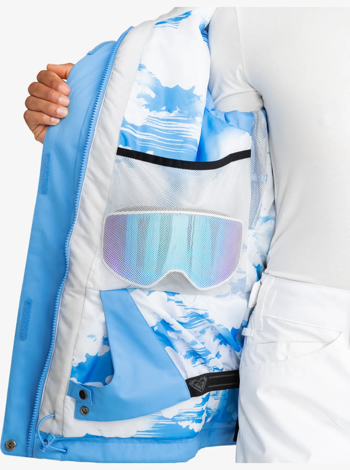 Roxy Jetty Block Technical Snow Jacket - Azure Blue Clouds