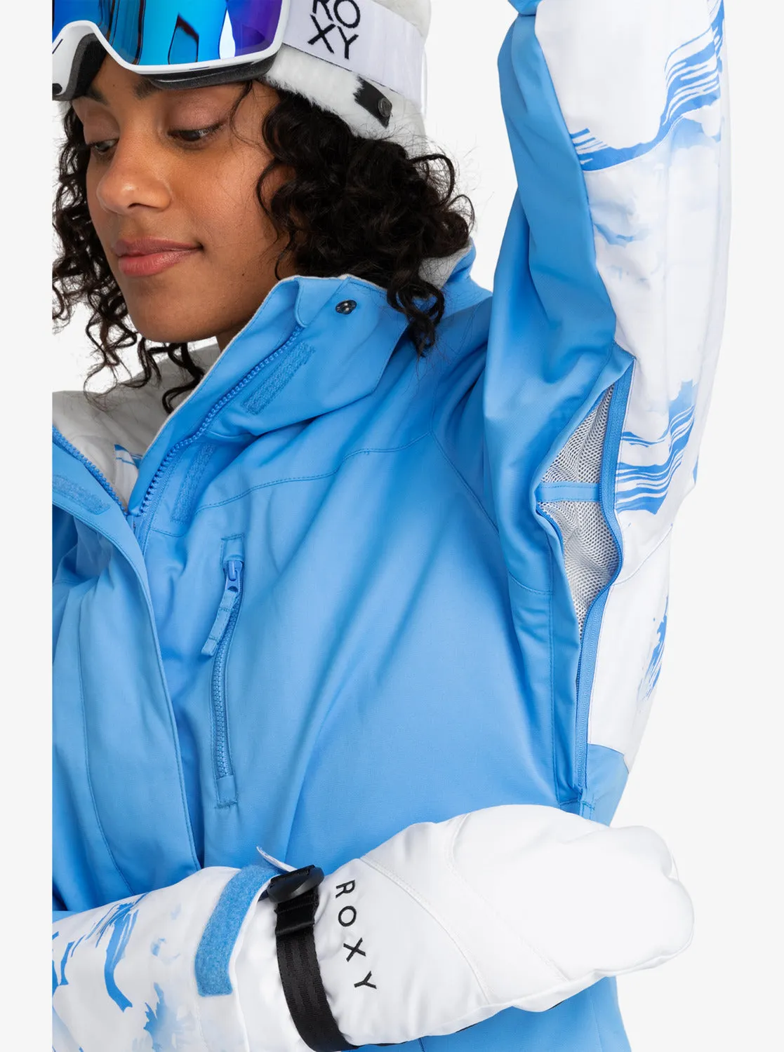 Roxy Jetty Block Technical Snow Jacket - Azure Blue Clouds