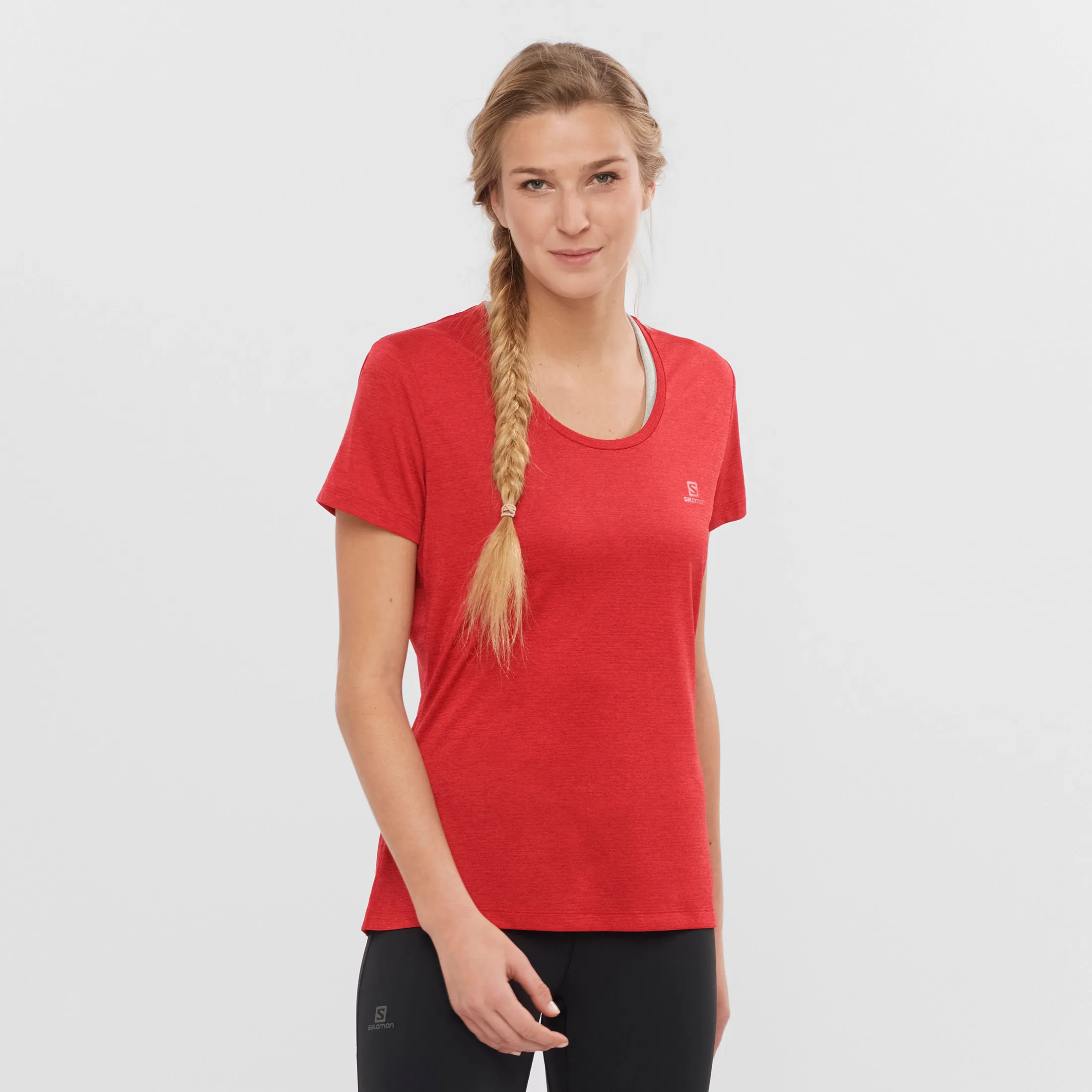 Salomon Women's Agile SS Tee Red Chili/Heather/Scarlet | Buy Salomon Women's Agile SS Tee Red Chili/Heather/Scarlet he