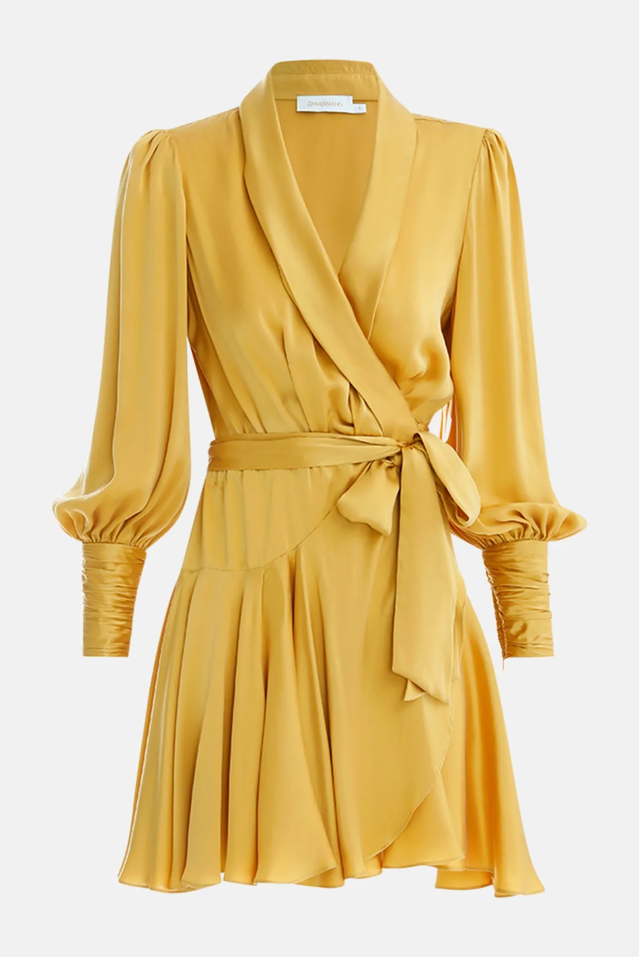 Silk Wrap Mini Dress Gold