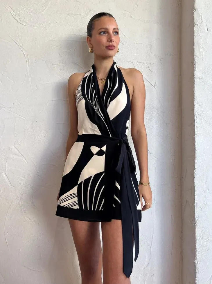 ----Sir the Label   ----Realisme Wrap Halter Mini Dress ---