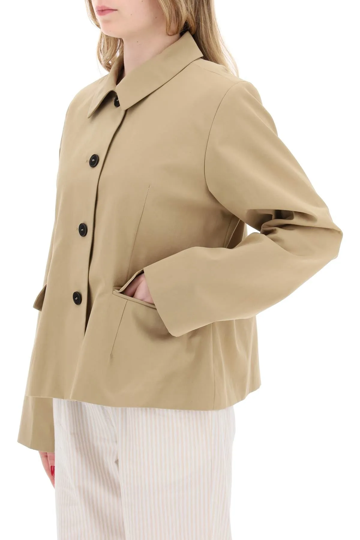 Skall studio short cotton waterproof jacket named petra in italian