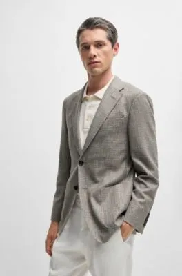 Slim-fit jacket in checked silk and virgin wool