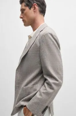 Slim-fit jacket in checked silk and virgin wool