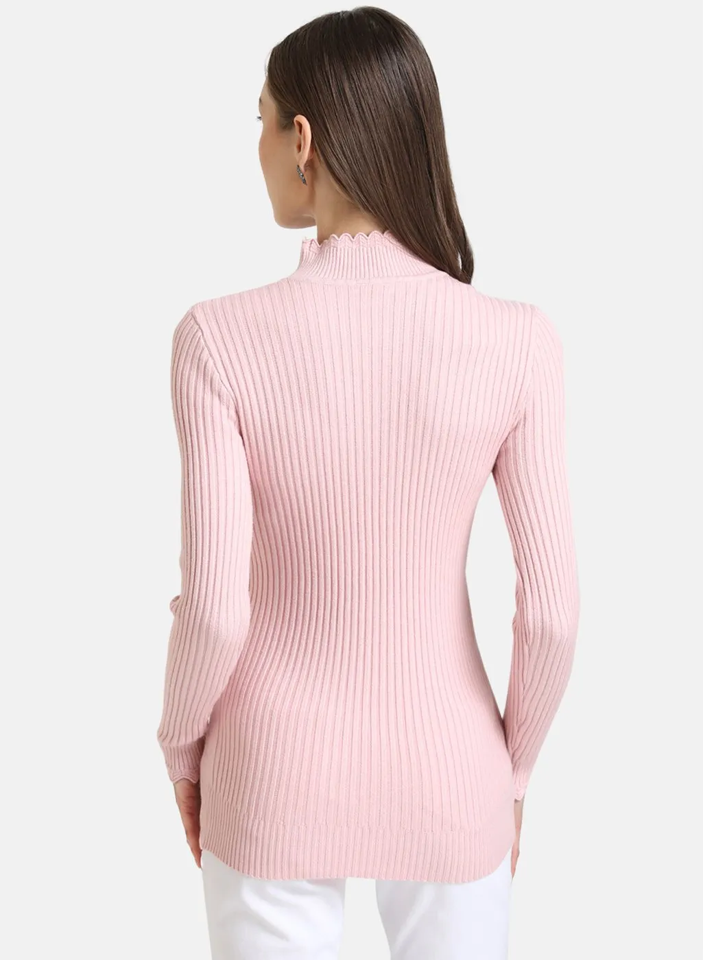 Textured Pullover With Scallop Neck