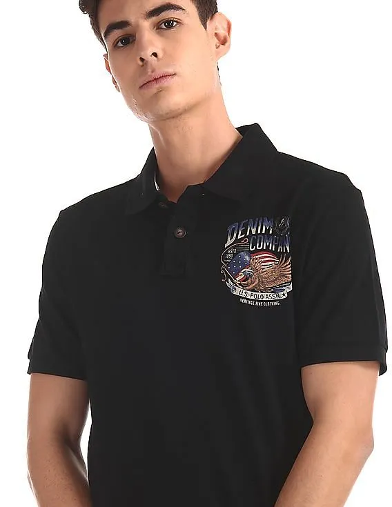 U.S. Polo Assn. Denim Co. Black Regular Fit Pique Polo Shirt