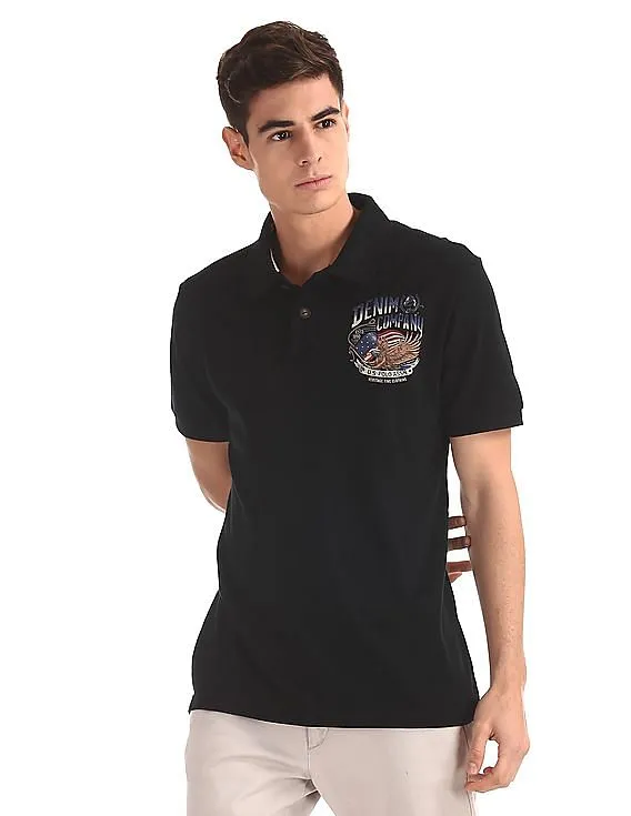 U.S. Polo Assn. Denim Co. Black Regular Fit Pique Polo Shirt