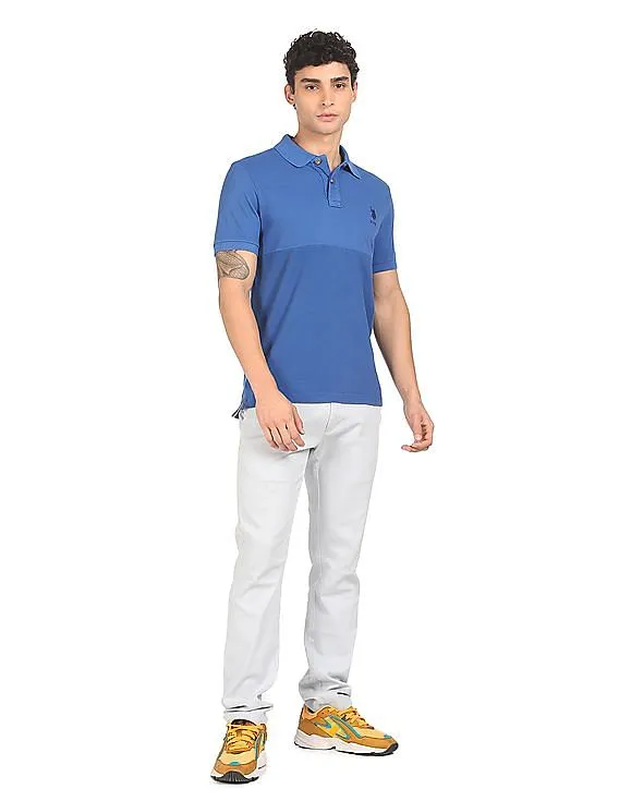 U.S. Polo Assn. Denim Co. Ribbed Collar Tonal Panel Polo Shirt