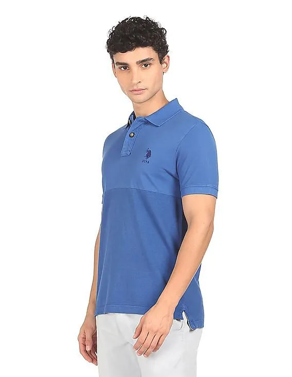 U.S. Polo Assn. Denim Co. Ribbed Collar Tonal Panel Polo Shirt