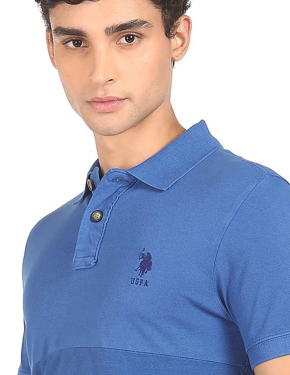 U.S. Polo Assn. Denim Co. Ribbed Collar Tonal Panel Polo Shirt