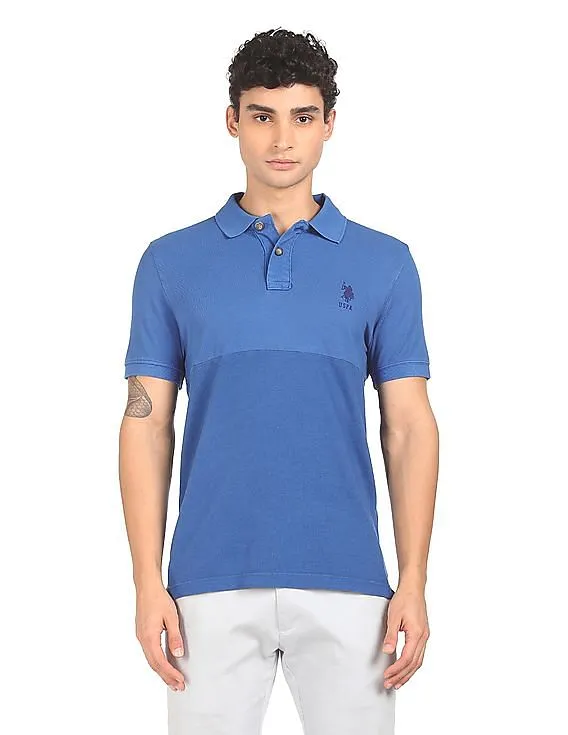 U.S. Polo Assn. Denim Co. Ribbed Collar Tonal Panel Polo Shirt