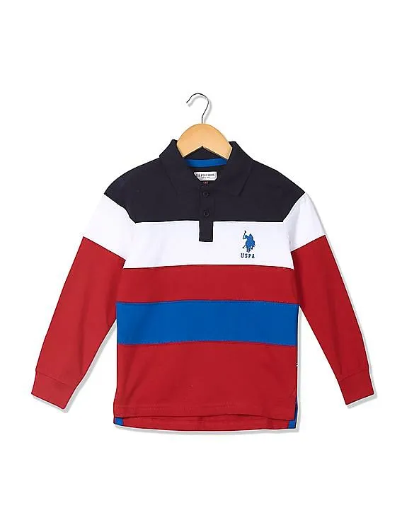 U.S. Polo Assn. Kids Boys Long Sleeve Colour Block Polo Shirt