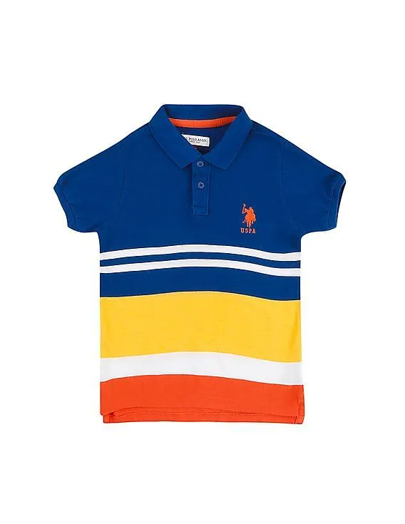 U.S. Polo Assn. Kids Boys Striped Pique Polo Shirt