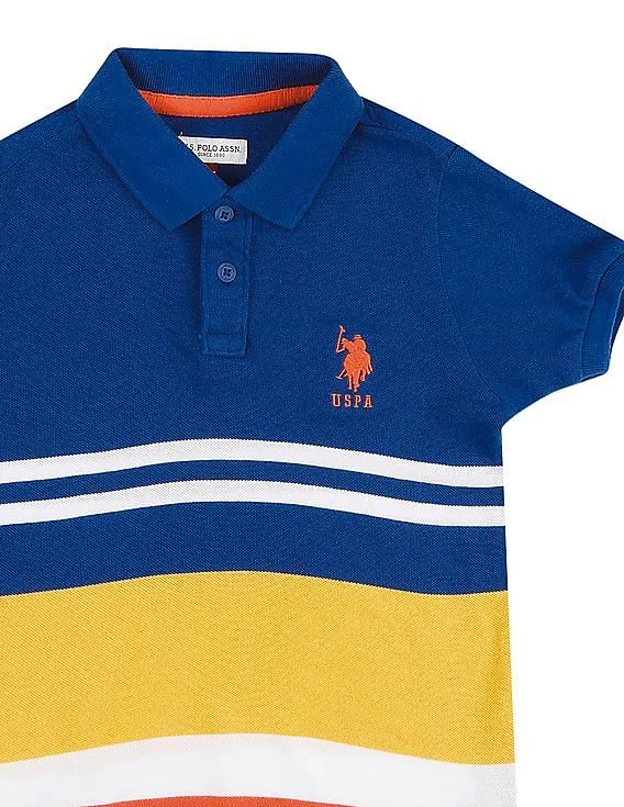 U.S. Polo Assn. Kids Boys Striped Pique Polo Shirt