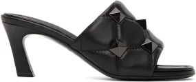 Valentino Garavani Black Quilted Roman Stud Heeled Sandals