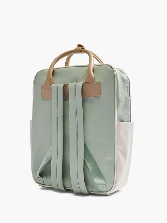 Venice  Beige and Green Panelled Backpack