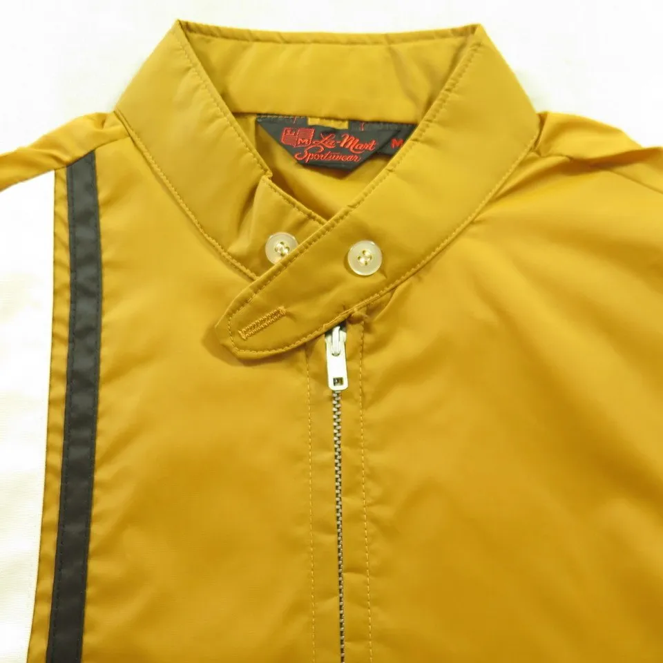 Vintage 60s Stud Racing Jacket Mens M Deadstock Stripes Yellow Nylon