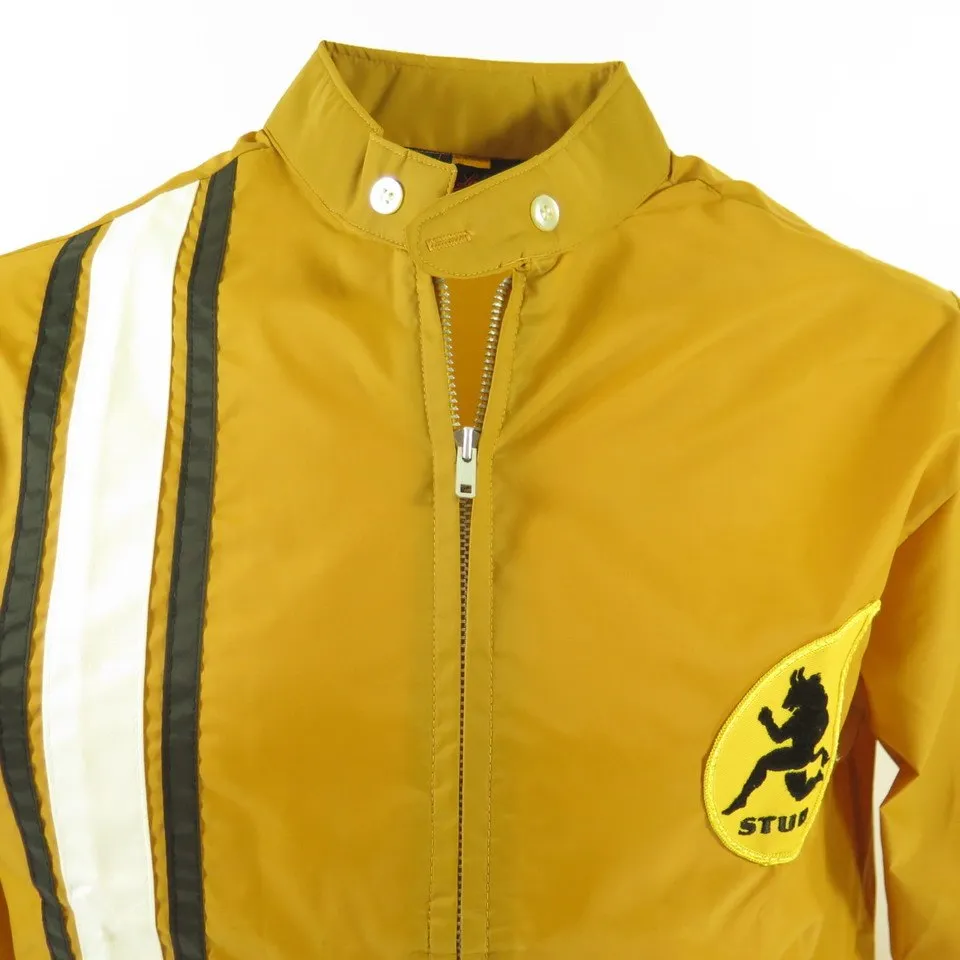 Vintage 60s Stud Racing Jacket Mens M Deadstock Stripes Yellow Nylon