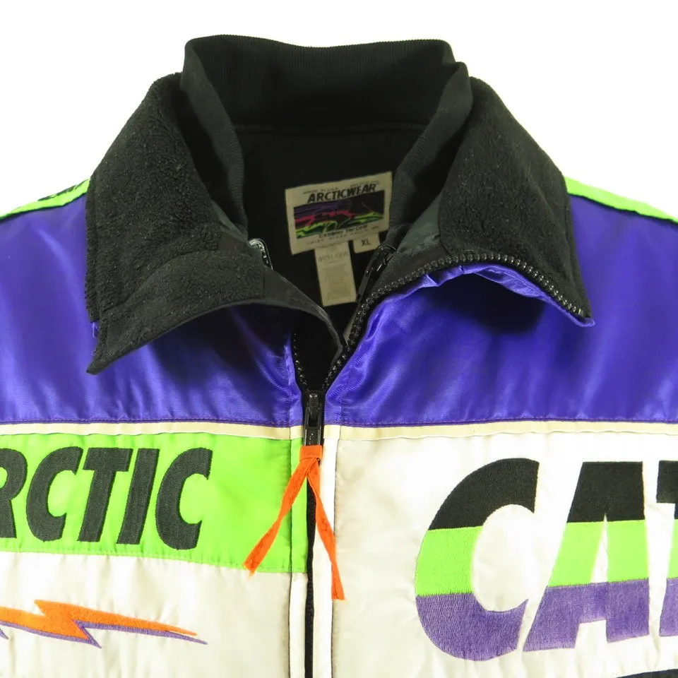 Vintage 80s Arctic Cat Ski Jacket Mens XL Retro Puffy Arcticwear USA Snowmobile