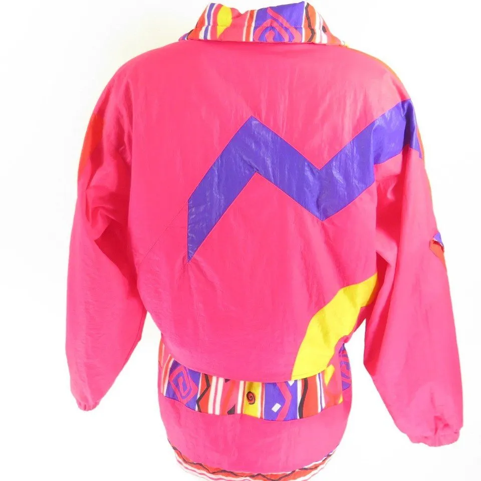 Vintage 80s Obermeyer Retro Ski Shell Neon Jacket Womens 6 Deadstock