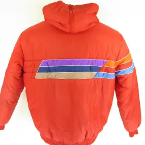 Vintage 80s OP Ocean Pacific Puffy Retro Stripes Ski Hooded Jacket XL