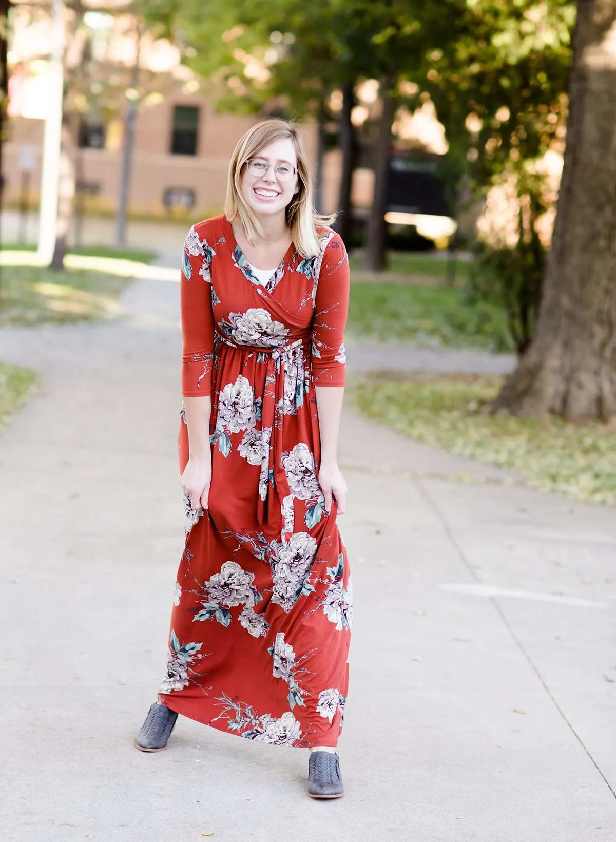 Warm Florals Wrap Maxi Dress-FINAL SALE