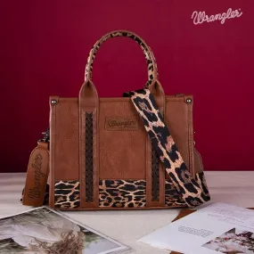 WG102-8120S  Wrangler Cow Print Concealed Carry Tote/Crossbody Leopard