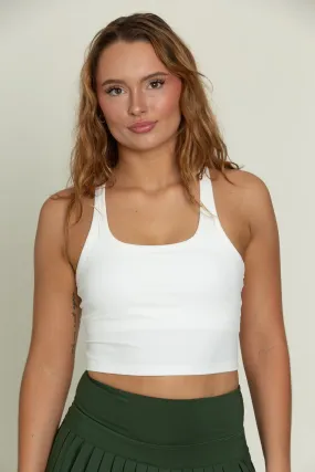 White Racerback Crop Tank