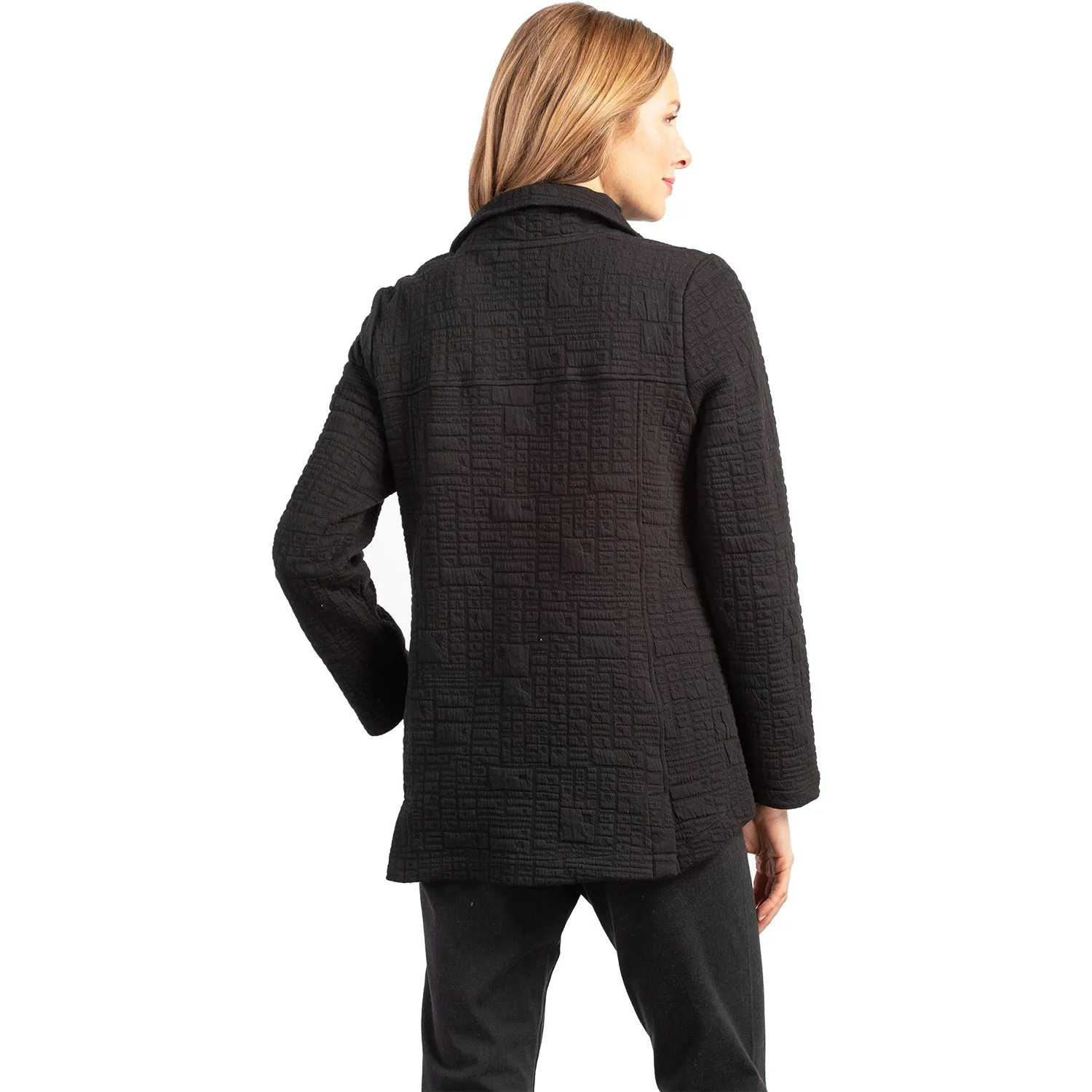 Women's Habitat Box Quilt Button Front Jacket Black