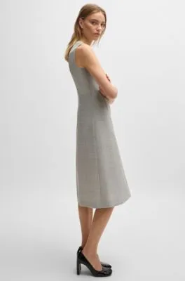 Wrap-front dress in checked virgin-wool crepe