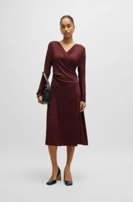 Wrap-front dress in knitted jersey