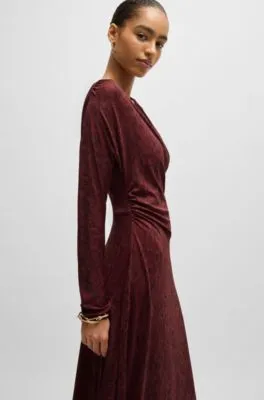 Wrap-front dress in knitted jersey